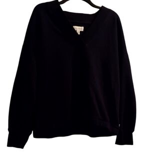 Free assembly Blue V-Neck Sweater with Long Sleeves and Relaxed Fit